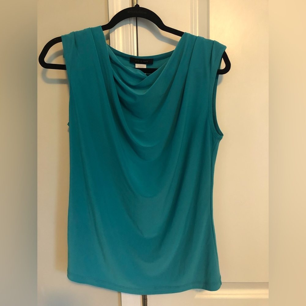 Teal medium women’s sleeveless blouse by Jennie & Marlis.